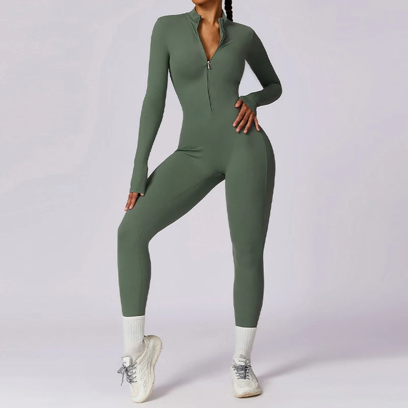 Zipper Long Sleeve Jumpsuit