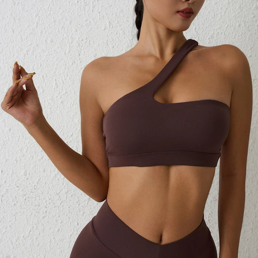 High Stretch Comfy One-Shoulder Sports Bra Top