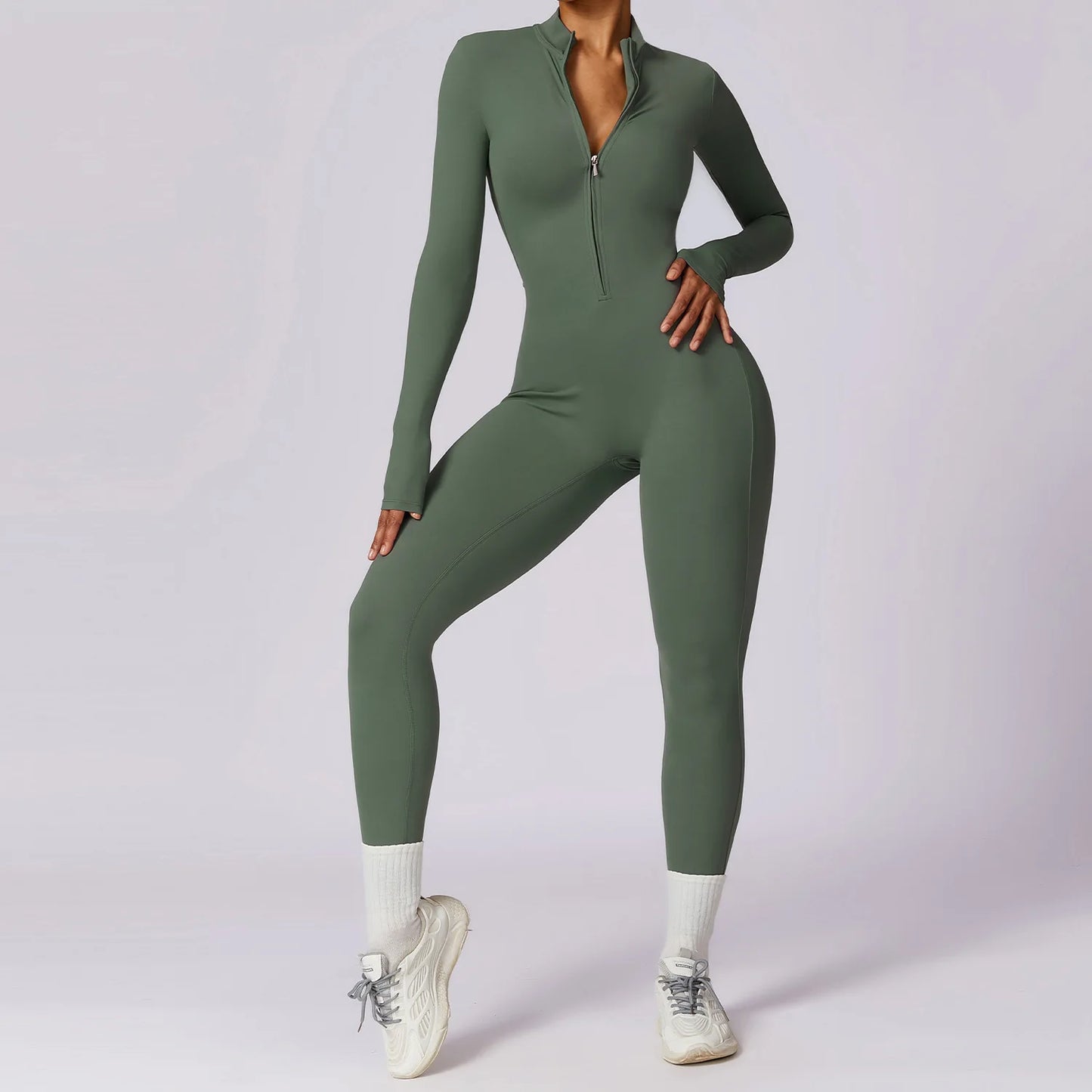 Zipper Long Sleeve Jumpsuit
