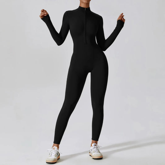 Zipper Long Sleeve Jumpsuit
