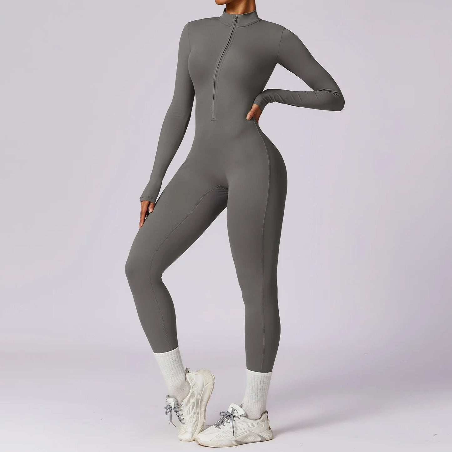Zipper Long Sleeve Jumpsuit