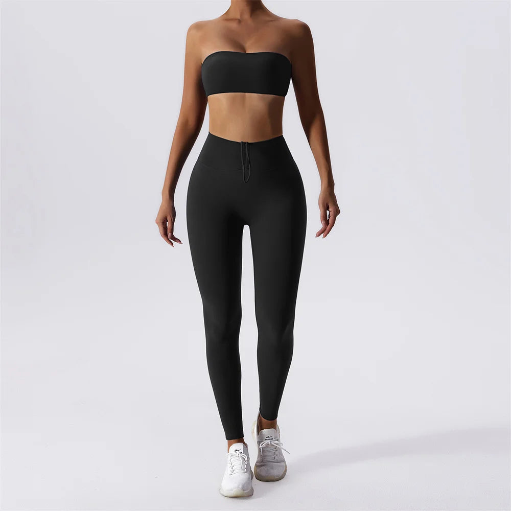 2PCS Strapless and Leggings Workout Set