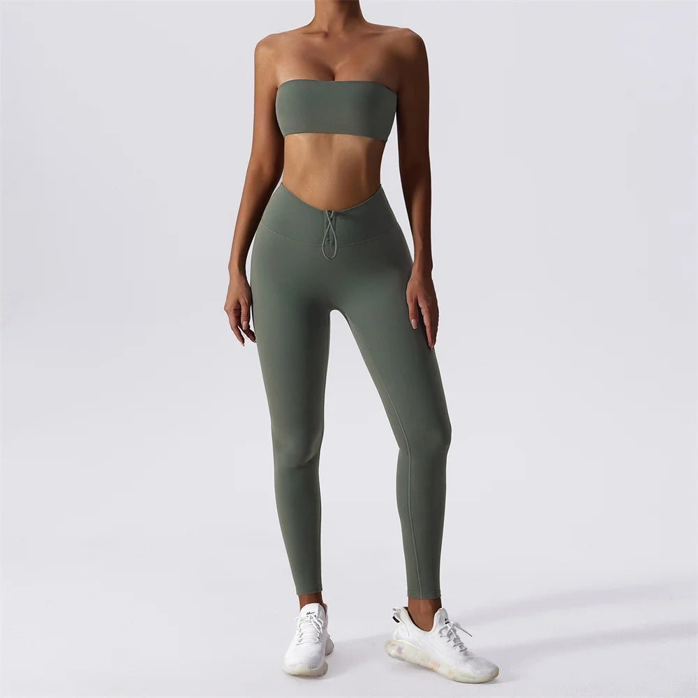 2PCS Strapless and Leggings Workout Set